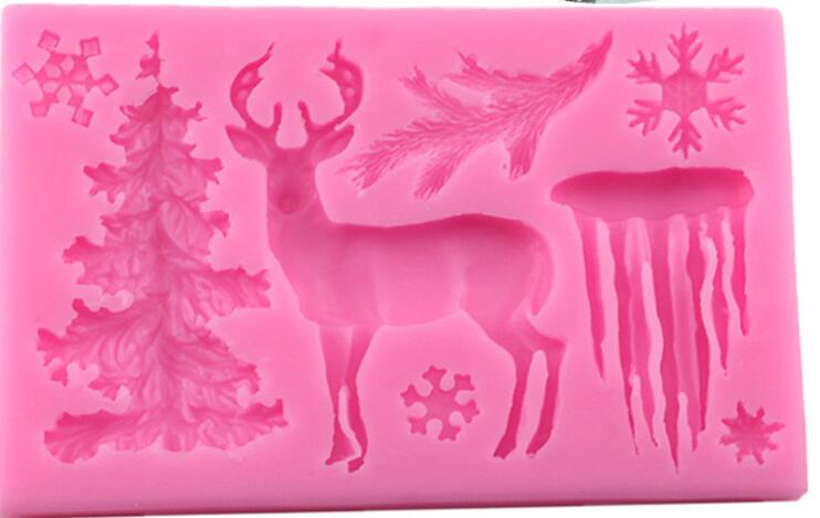 Weihnachten Serie Elch Schnee Flüssigkeit Silikon bilden DIY Foto Rahmen Zucker Kuchen Backform Dekoration Werkzeug: 50-1114-A