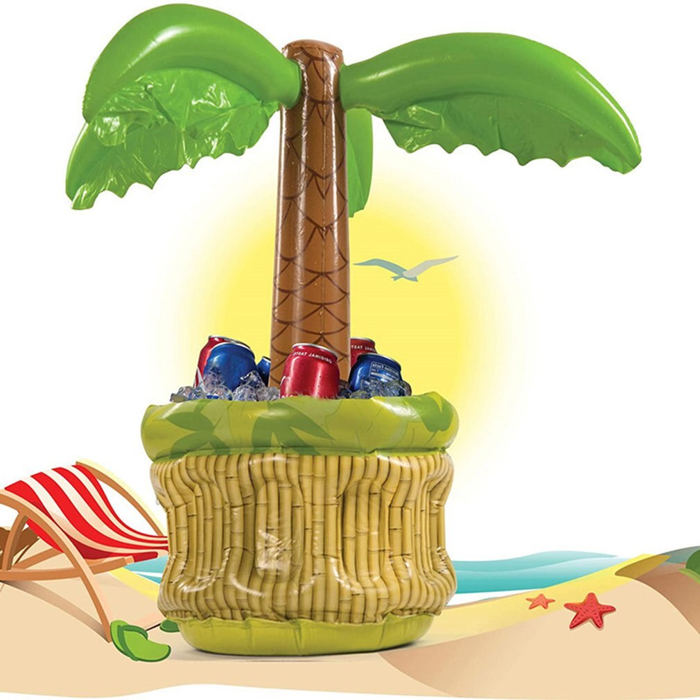 Palm Tree Cooler Inflatable Serving Bar Salad Buffet Ice Tray Food Drink Containers With Drain Plug For Picnic Pool Party