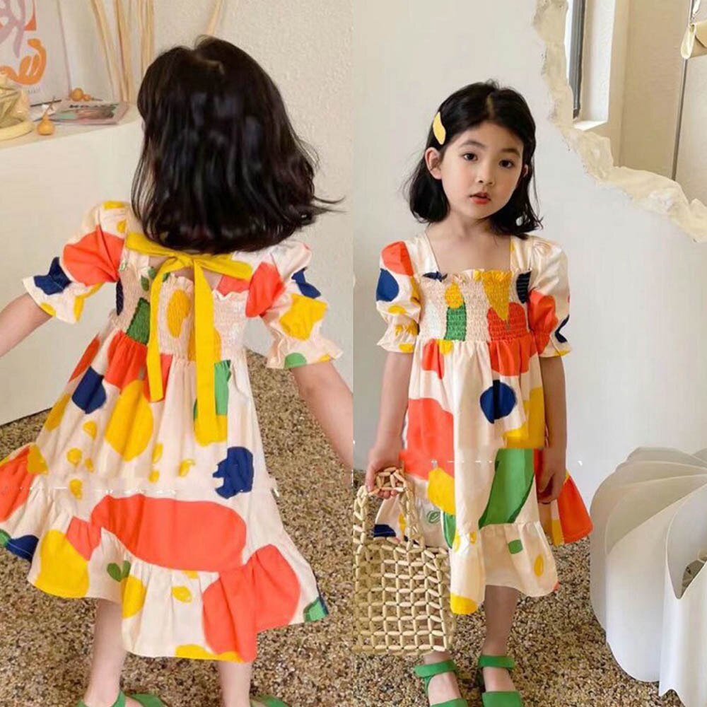 Bear Leader Casual Kids Meisjes Jurken 2022 Zomer Kleurrijke Prinses Jurken Kinderen Kleding Baby Casual Kleding Vestidos: 3T