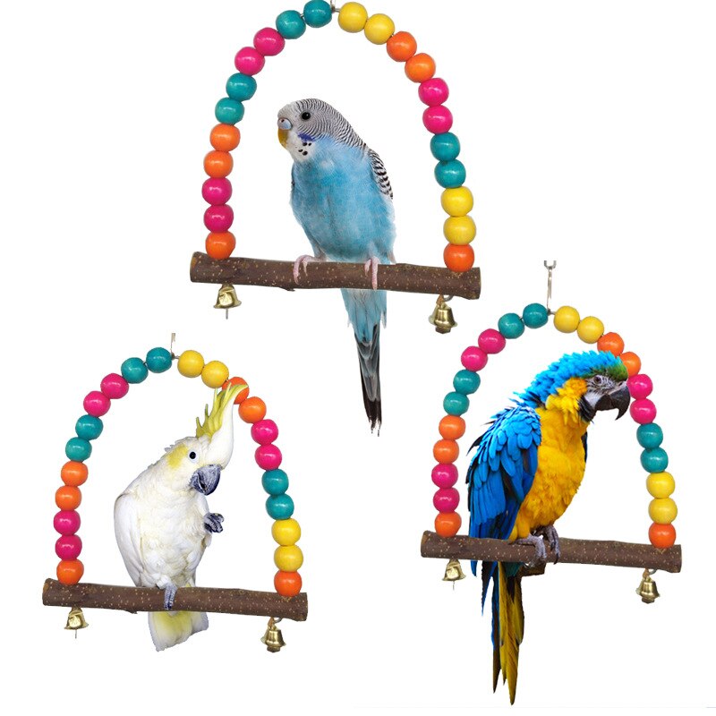Vogel Speelgoed Kleurrijke Papegaai Swing Stand Vogelkooi Speelgoed Voor Papegaaien 2 Maten Klim Ladder Vogels Papegaaien Speelgoed
