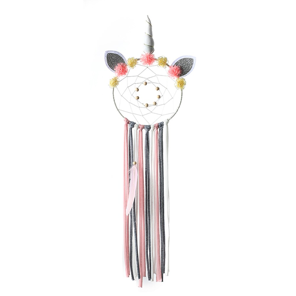 Dessin animé licorne rose attrapeurs de rêve à la main vent carillon jeune fille coeur chambre pendentif étudiant amoureux