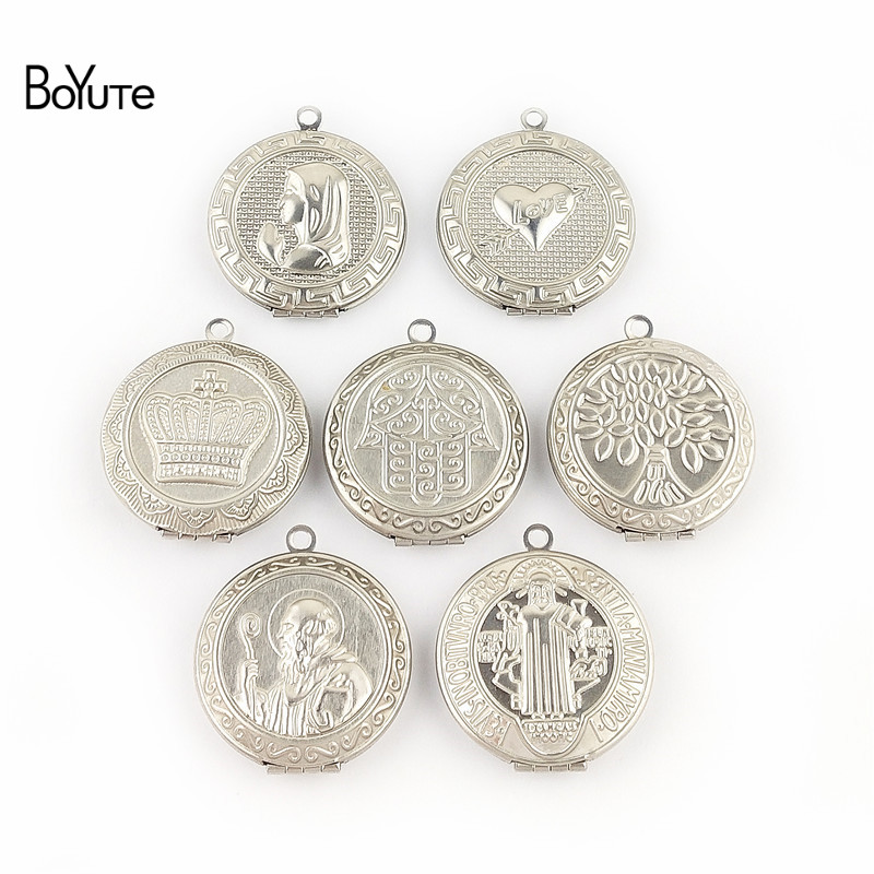 BoYuTe Stainless Steel Jewelry Pendant Round 31MM Memory Prayer Locket Photo Locket Pendant