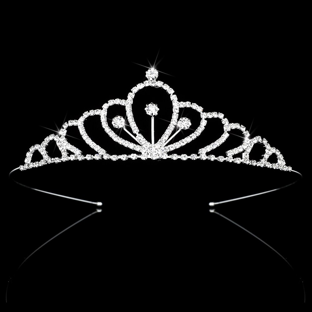 Feminino menina crianças coroa princesa cristal tiaras casamento strass bandana baile presente jóias de cabelo decoração: J008 silver