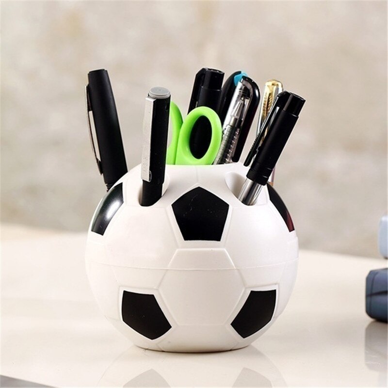 Portalápices de fútbol para estudiantes, soporte para cepillos de dientes con forma de fútbol, organizador de escritorio, contenedor, decoración de mesa para niños,