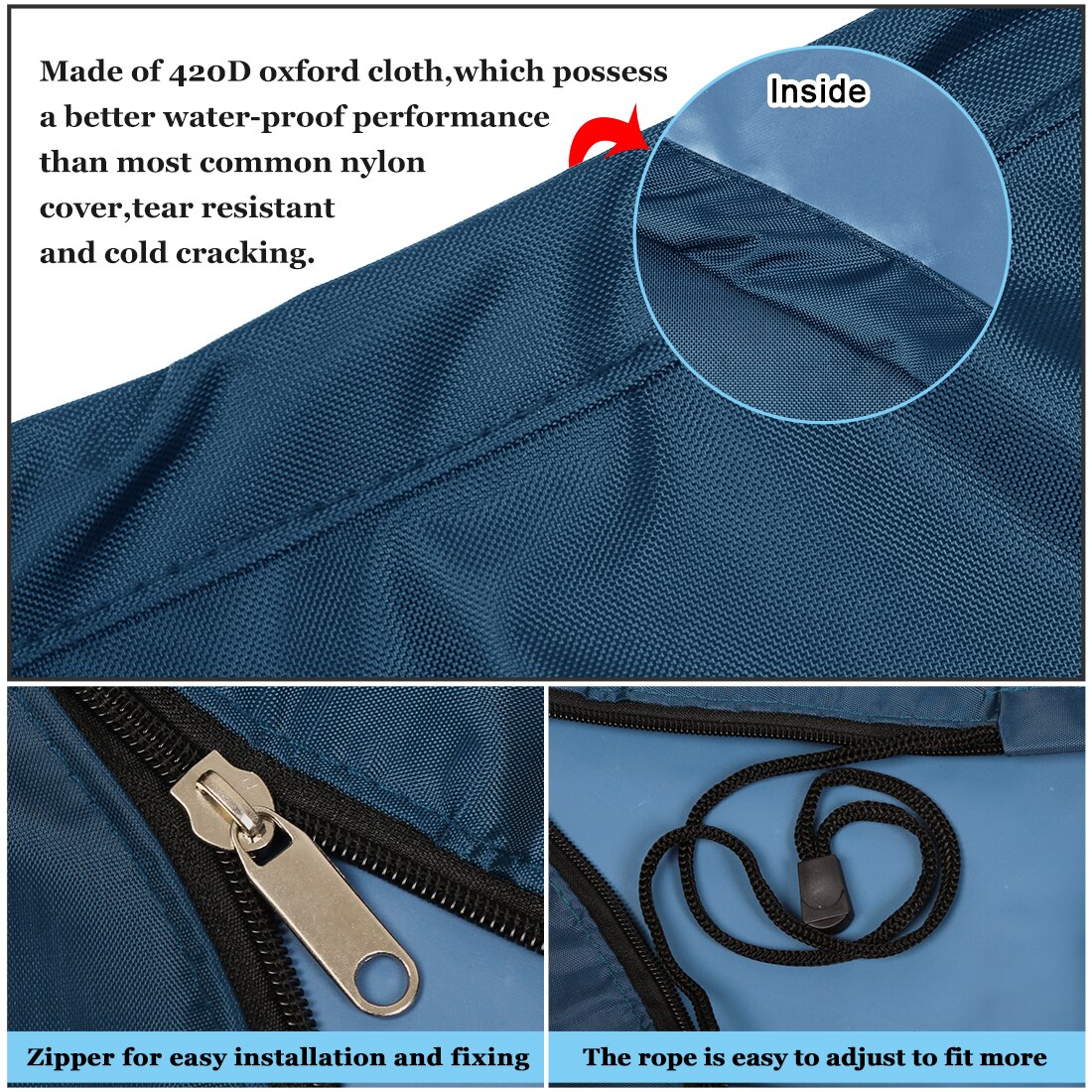 Full Boat Outboard Engine Cover 6-225HP Waterproof Dust Rain Sun UV Resistant 600D Oxford Cloth PVC Outboard Motor Cover