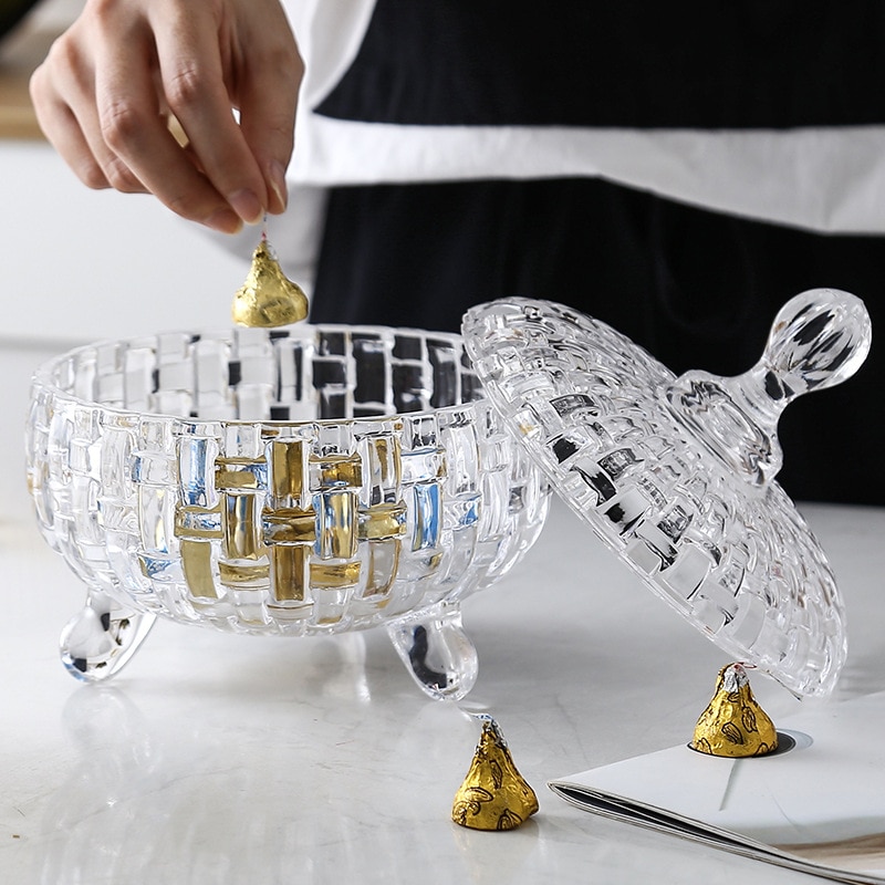 Pots de fruits secs en cristal avec couvercle, pots de fruits secs, récipients en verre pour aliments, salon, bidons de cuisine, décoration de la maison de stockage