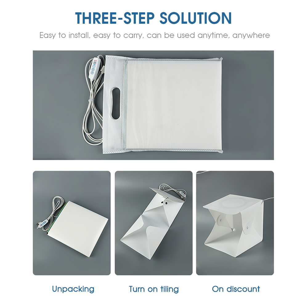 SPASH Mini Fotografie Studio Kasten Tragbare Faltbare LED Leuchtkasten 3200-5600K Schreibtisch Weichen Kasten mit 6 Farben Hintergrund