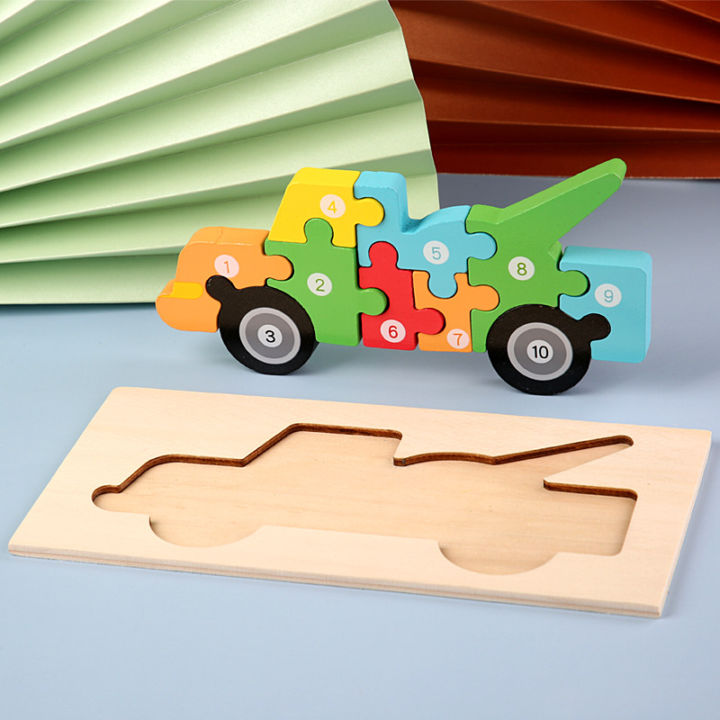 Puzzles en bois Montessori pour enfants, jouets Montessori pour tout-petits de 2 3 4 5 ans, Puzzle 3D, jouet éducatif dinosaure: Marron
