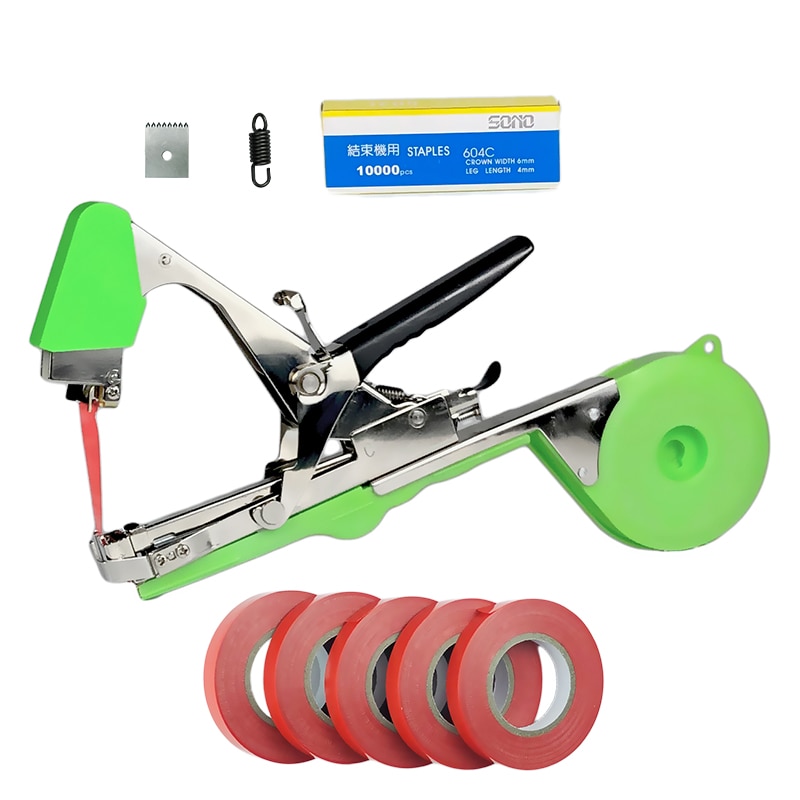 Máquina atadora manual Onnfang, conjunto de cintas de cinta para planta de jardín, Tapetool, para uvas, tomate, pepino, juego de grapas para verduras