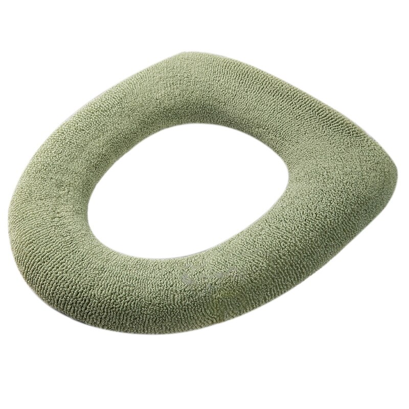 Housse de siège de toilette chaude d&#39;hiver, tapis de fermeture épais, coussin doux tricoté, housse de Bidet lavable en forme de O, accessoires de toilette: Green