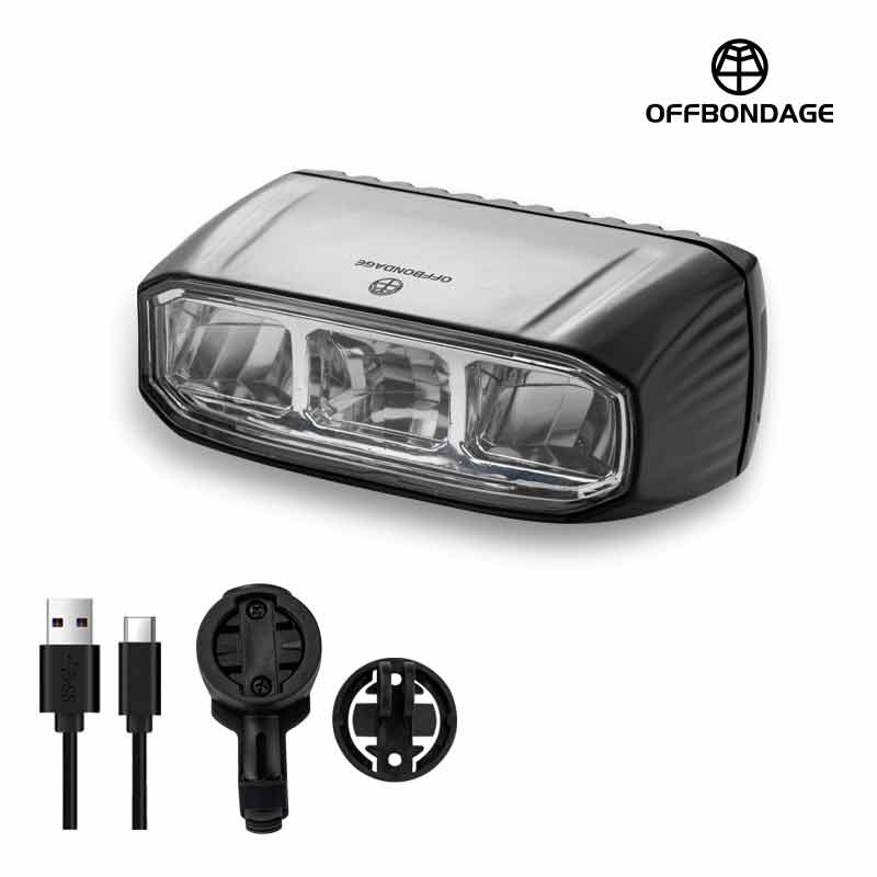 OFFBONDAGE luz delantera de la bicicleta 1000LM faro de bicicleta linterna impermeable USB TYPE-C carga MTB accesorios de lámpara de Ciclismo de Carretera: Gris claro