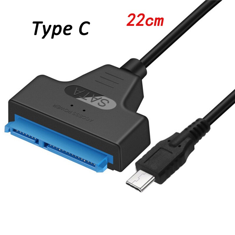 Rainwayer usb sata 3 kabel sata til usb 3.0 adapter op  to 6 gbps support 2.5 tommer ekstern ssd hdd harddisk 22 pin sata iii  a25: Type  c 22cm