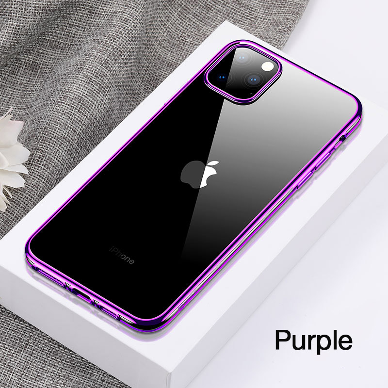 Cafele Luxe Plating Case Voor iPhone 11 Pro Max Soft TPU Transparant Telefoon Case Voor iPhone 11 pro max Ultra dunne Back Cover: For iPhone11 promax / Paars / Simple Package