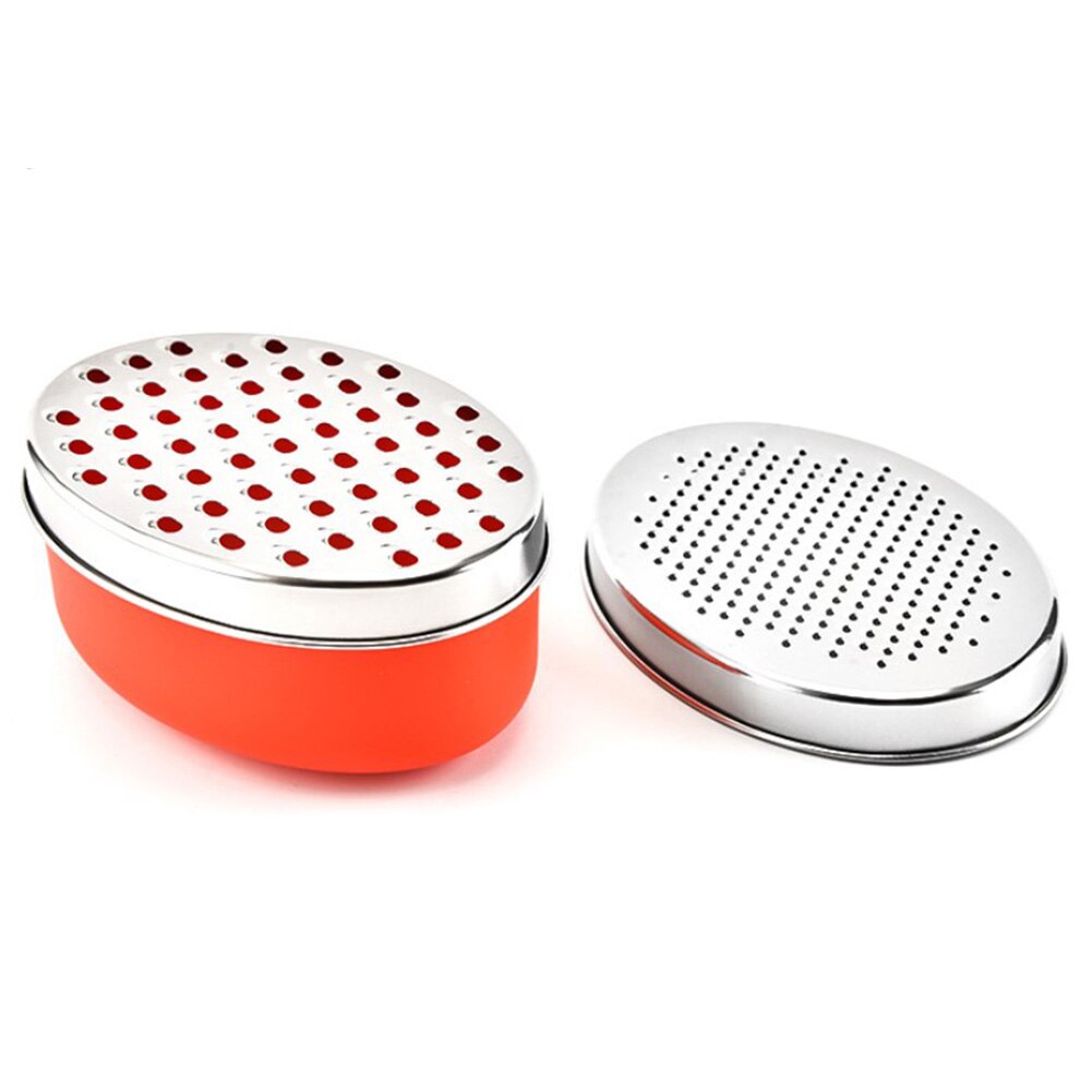 Kitchen Multifunctional Vegetables Cheese Grater Container Stainless Steel Slicer Oval Box Easy Clean Practical Fruits Efficient