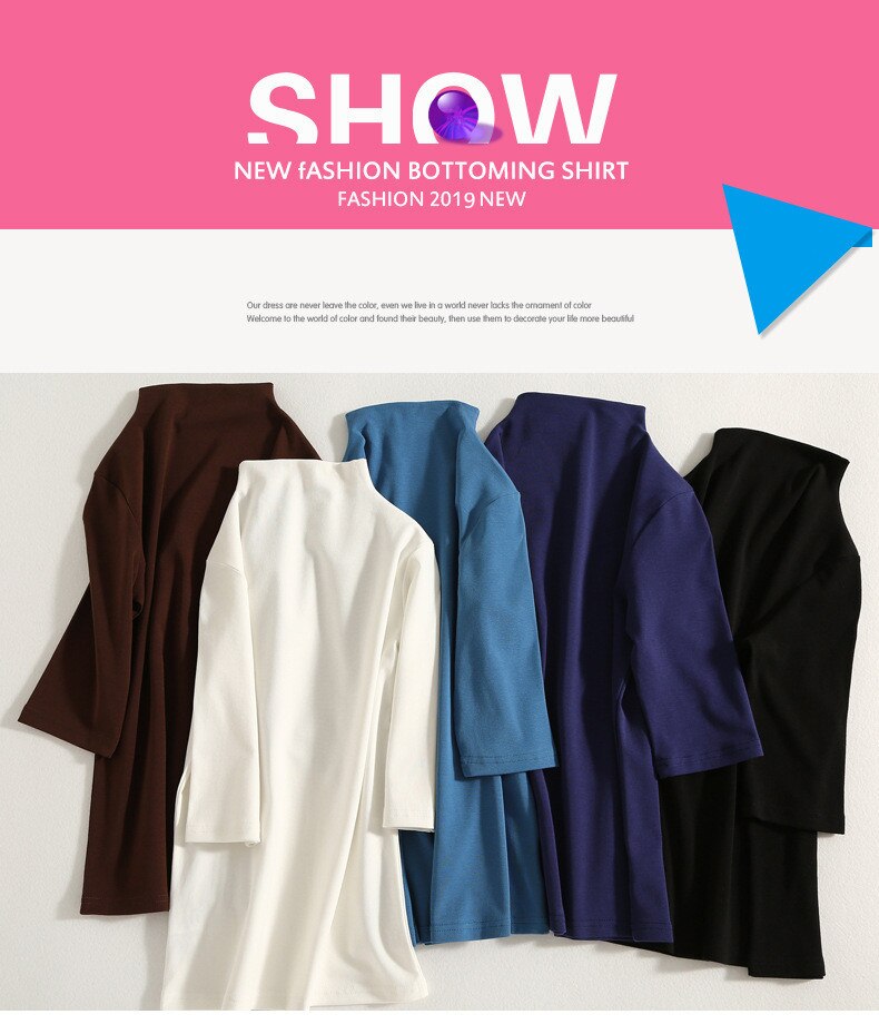 Mrmt 2025 marca feminina meia gola alta camiseta de manga média para roupas femininas novas camisetas finas das mulheres