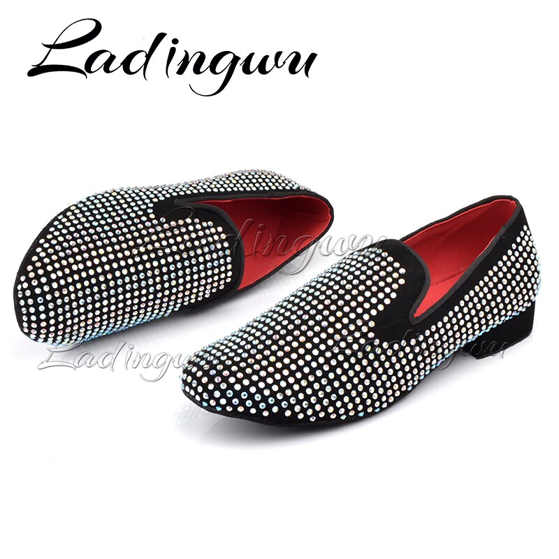 Ladingwu Latin Dance Schoenen Mannen Suède Strass Stijldansen Schoenen Mannen Zachte Bodem Sociale Partij Schoenen Indoor Sportschoenen