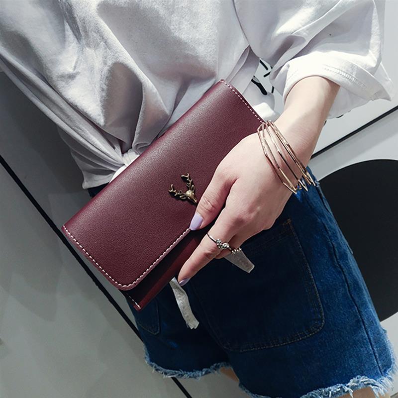 Wysokiej jakości PU skórzany portfel damski moda na co dzień przycisk monety portfel z saszetką na karty portfel sprzęgła kiesa wystrój łosia torba nowy przyjeżdża