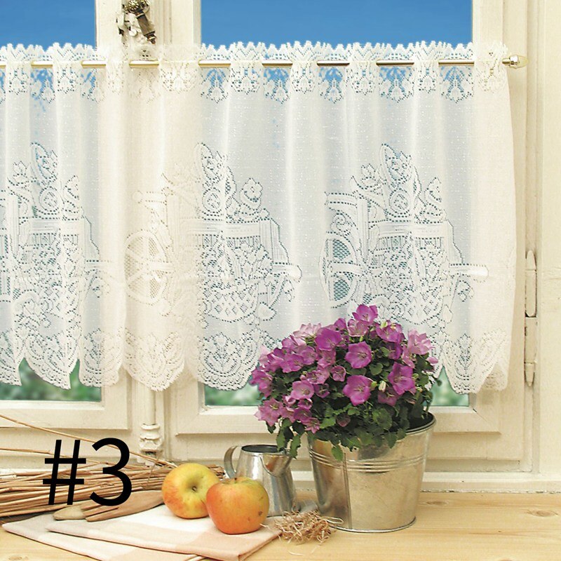 Volant Tule Halve Gordijn Kant Panel Drape Voor Thuis Decoratieve Kant Venster Sheer Deur Korte Gordijnen Ademend Volant: 3 / L