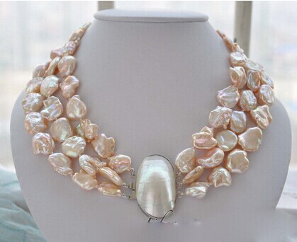 +++809 strands 19mm BAROQUE pink KESHI REBORN PEARL NECKLACE