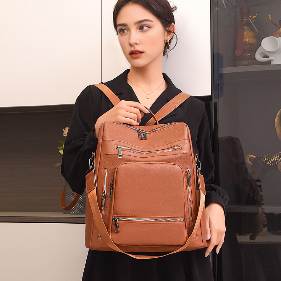 Mochila clásica de cuero de para mujer, mochila de viaje de lujo de Color sólido 2025, Mochilas escolares informales para niñas, Mochilas femeninas