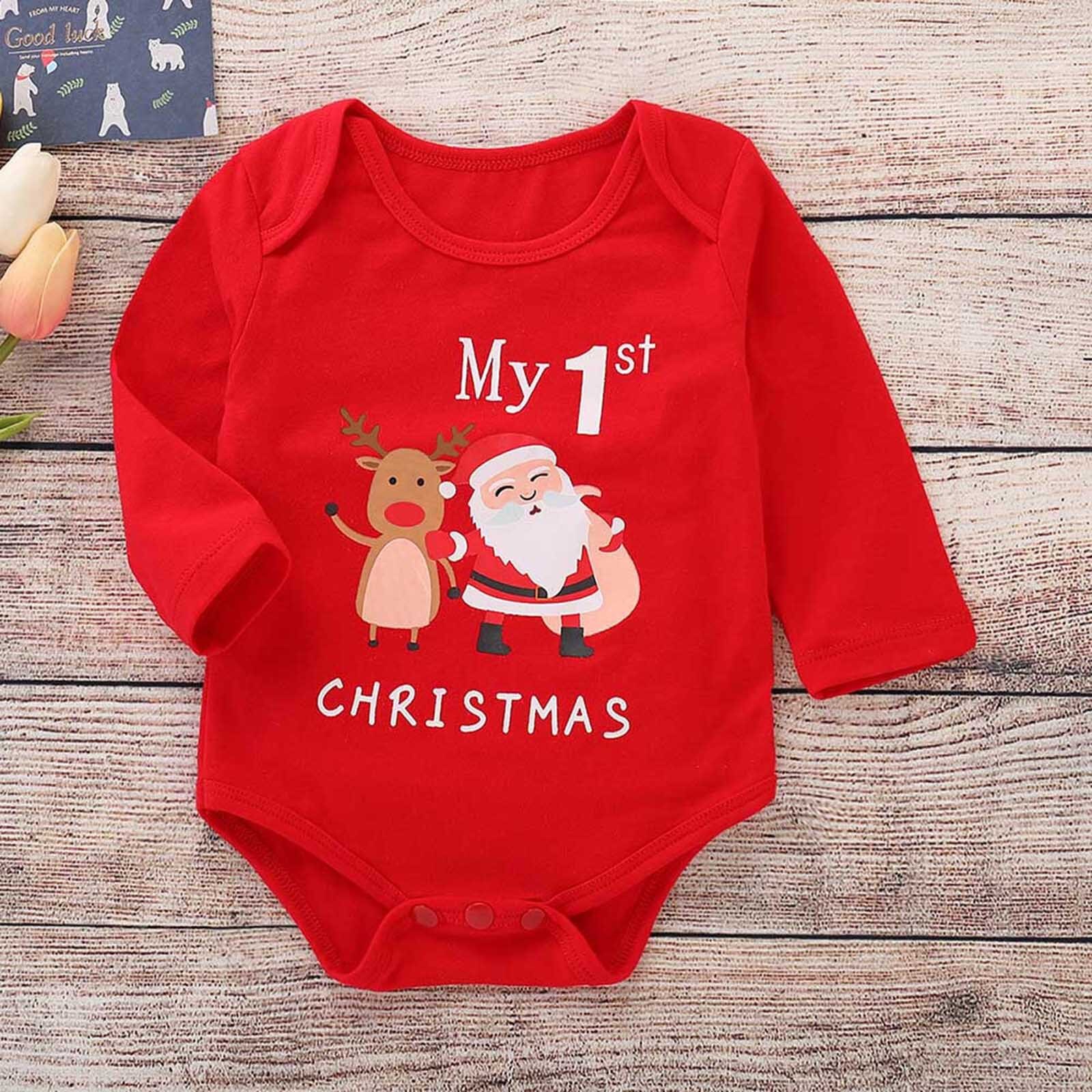 6M-24M Baby Baby Meisjes Jongens Kleding Lange Mouw Brief Mode Cartoon Leuke Print Kerst Bodysuit Romper ropa Bebe Niña