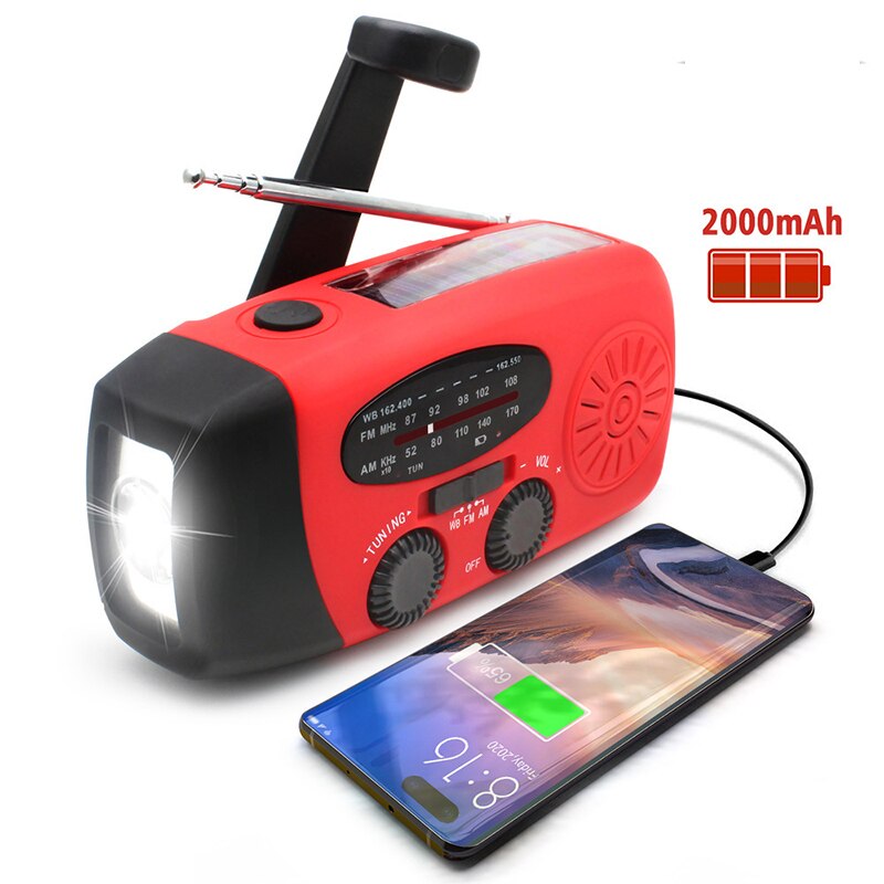 Caricatore USB manovella banca di energia esterna elettrica dinamo torcia multifunzione Radio di emergenza portatile ad energia solare
