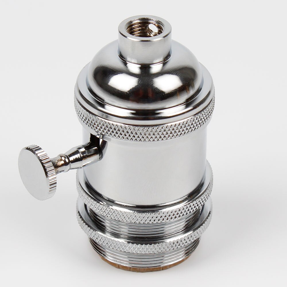 Lampesokkel  e27 industriell lampeholder skrue pæresokkel aluminium retro pendel armaturer luster lampeholdere armatur årgang diy: Krom / 10 stk