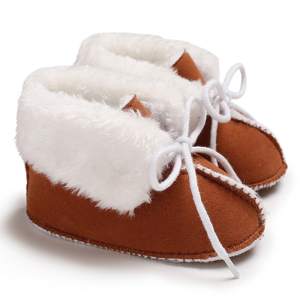 Baby Meisje Jongen Zachte Booties Pure Kleur Bandage Snowboots Peuter Warme Schoenen
