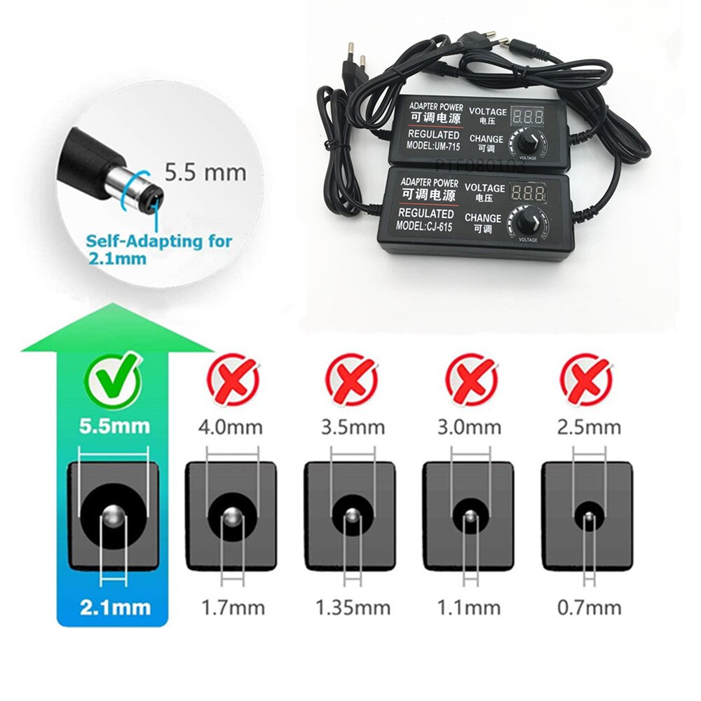 Adjustable AC To DC Power Supply 3V 5V 6V 9V 12V 15V 18V 24V 1A 2A 5A Power Supply Adapter Universal 220V To 12 V Volt Adapter