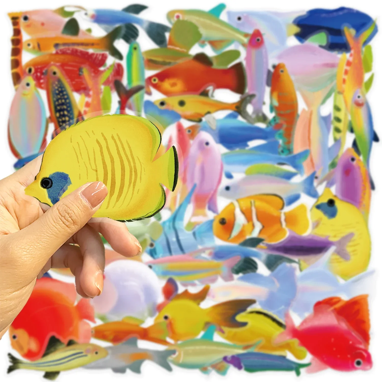 50 stks Cartoon Zeedieren Vis Stickers Vissen Box Koffer Laptop Gitaar Skateboard Fiets Diy Decoratieve Huisdier Stickers ﻿