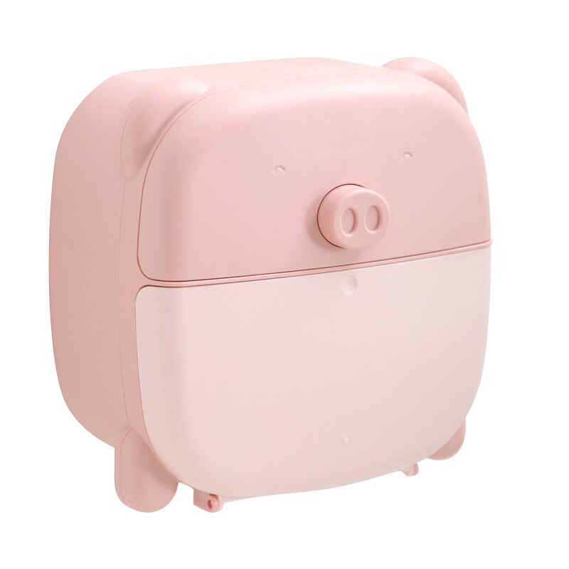 Pig Bear Wall Mounted Toilet Paper Holder Multifunctional Waterproof Storage Box Organizer Tissue Box Roll Paper Bathroom