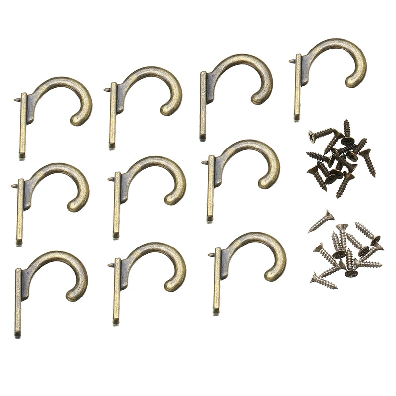 10 Pcs Antieke Kapstok Tas Hoed Vintage Wandmontage Haken Met Schroeven Sleutel Houder Badkamer Handdoek Opknoping Haken