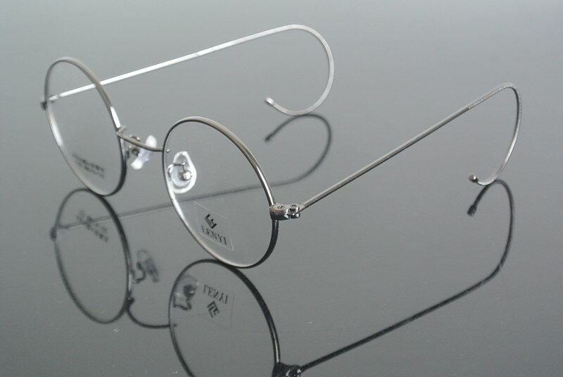 Vintage Ronde 60s 46 mm Volledige Rand Brilmonturen Goud Brons Draad Velg John Lennon Steve Jobs Bril Rx in staat: Gray
