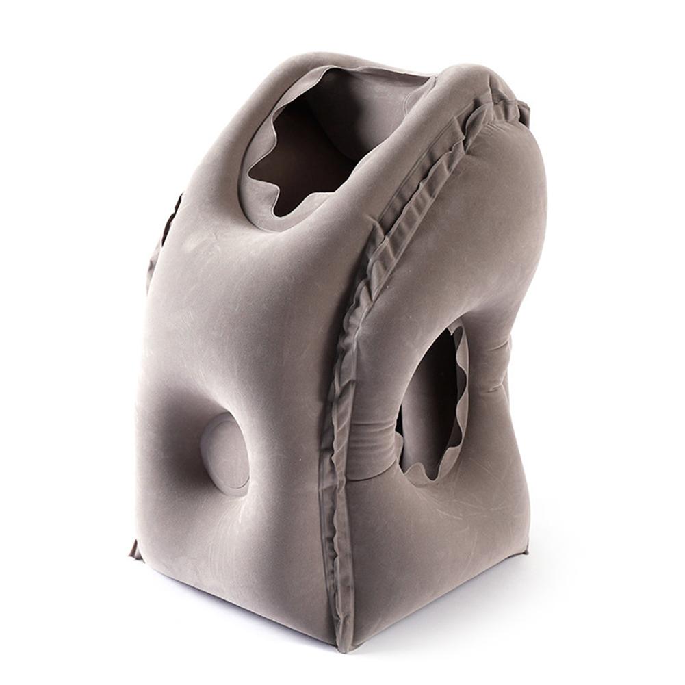 Travel Aircraft Inflatable Pillow Sleeping Tool Outdoor Office Lunch Break Pillow Portable Neck Protective Inflatable Pillow: Gray