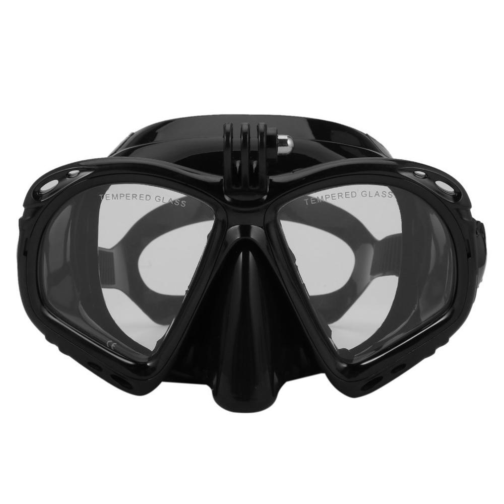 Undervands dykning maske scuba snorkel svømning beskyttelsesbriller dykning udstyr velegnet til de fleste sport kamera: Sort