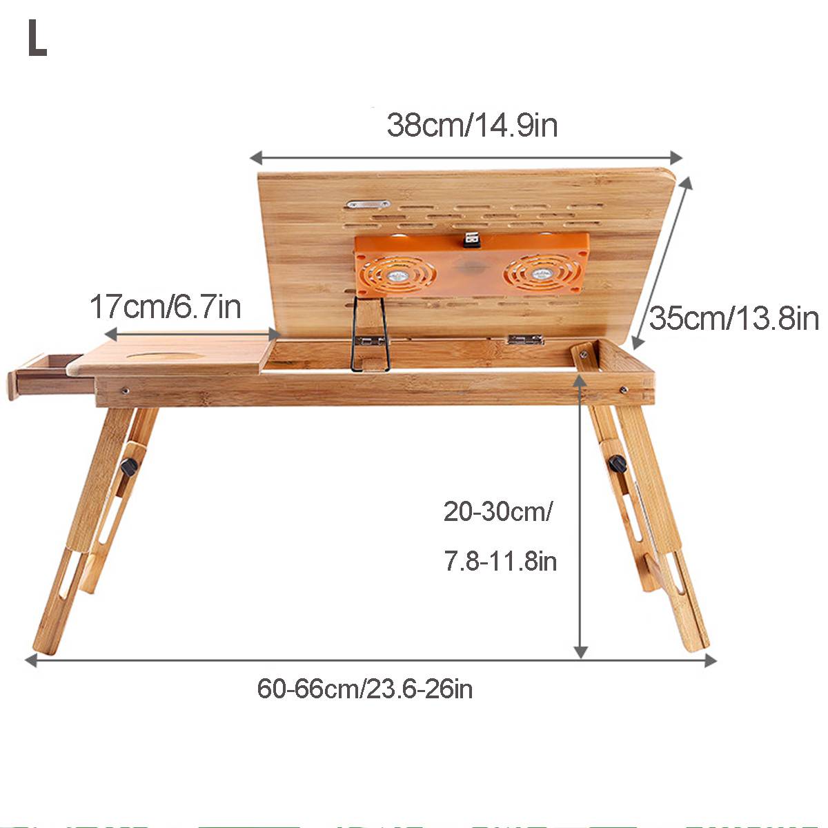 Portable Folding Bamboo Laptop Table Sofa Bed Office Laptop Stand Desk With Cooling Fan Bed Table For Computer Notebook Books: L