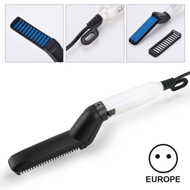 Multifunctionele Baard Stijltang Voor Mannen Haar Rechtzetten Rechttrekken Kam Baard Haar Borstel Quick Haar Styler Dropshiping: EU Plug 1