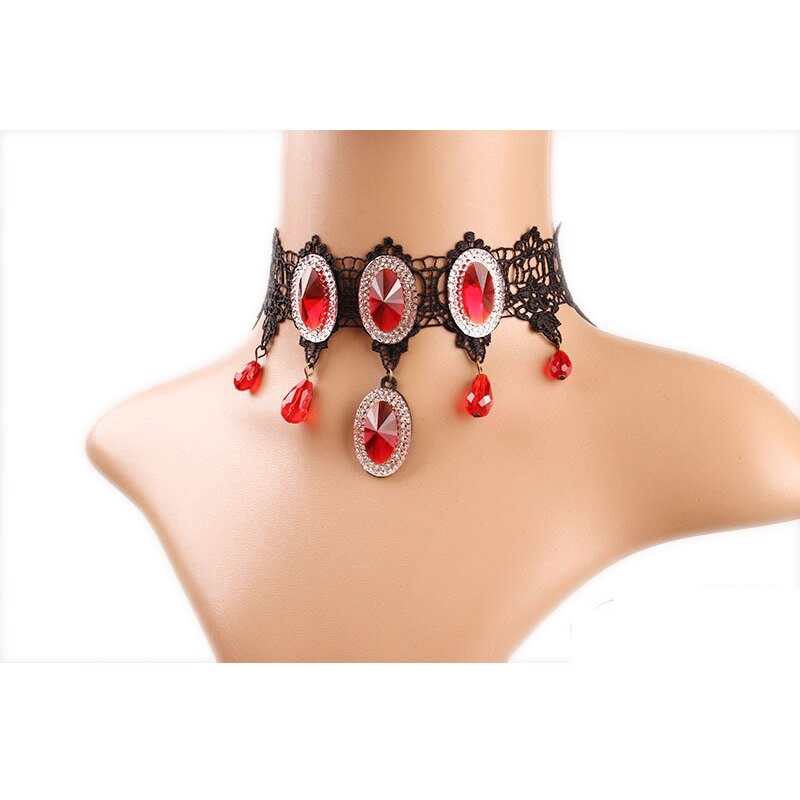 2025 Gothic Jewelry Red Bat Halloween Necklace Lace Choker Necklace for Women Nightmare Before Christmas Black Layered Necklace: Dark Gold