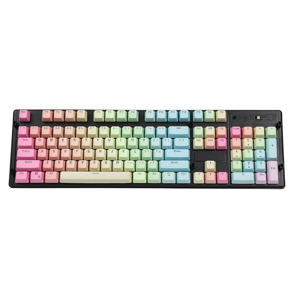 104 pbt keycap tofarvet gennemskinneligt keycap sæt med puller kompatibel med cherry mx mekanisk tastatur: Regnbue