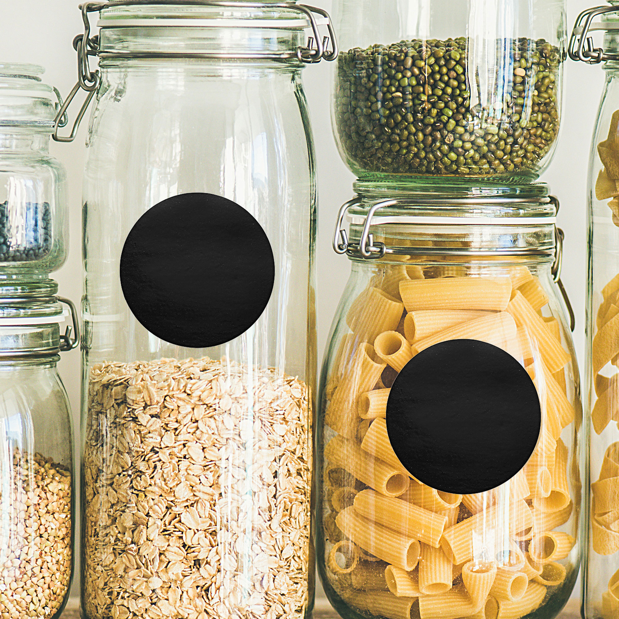 72/144 pezzi etichette adesive per lavagna nera rotonda etichette adesive per spezie da cucina etichette per bottiglie domestiche etichette pennarello cancellabile