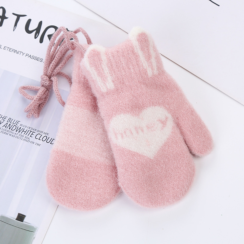 Honing Liefde Letters Baby Kinderen Handschoenen Voor 0-3Y Schattige Baby Gebreide Wollen Winter Warme Handschoenen Voor Jongen Meisje Kids Wanten: T3