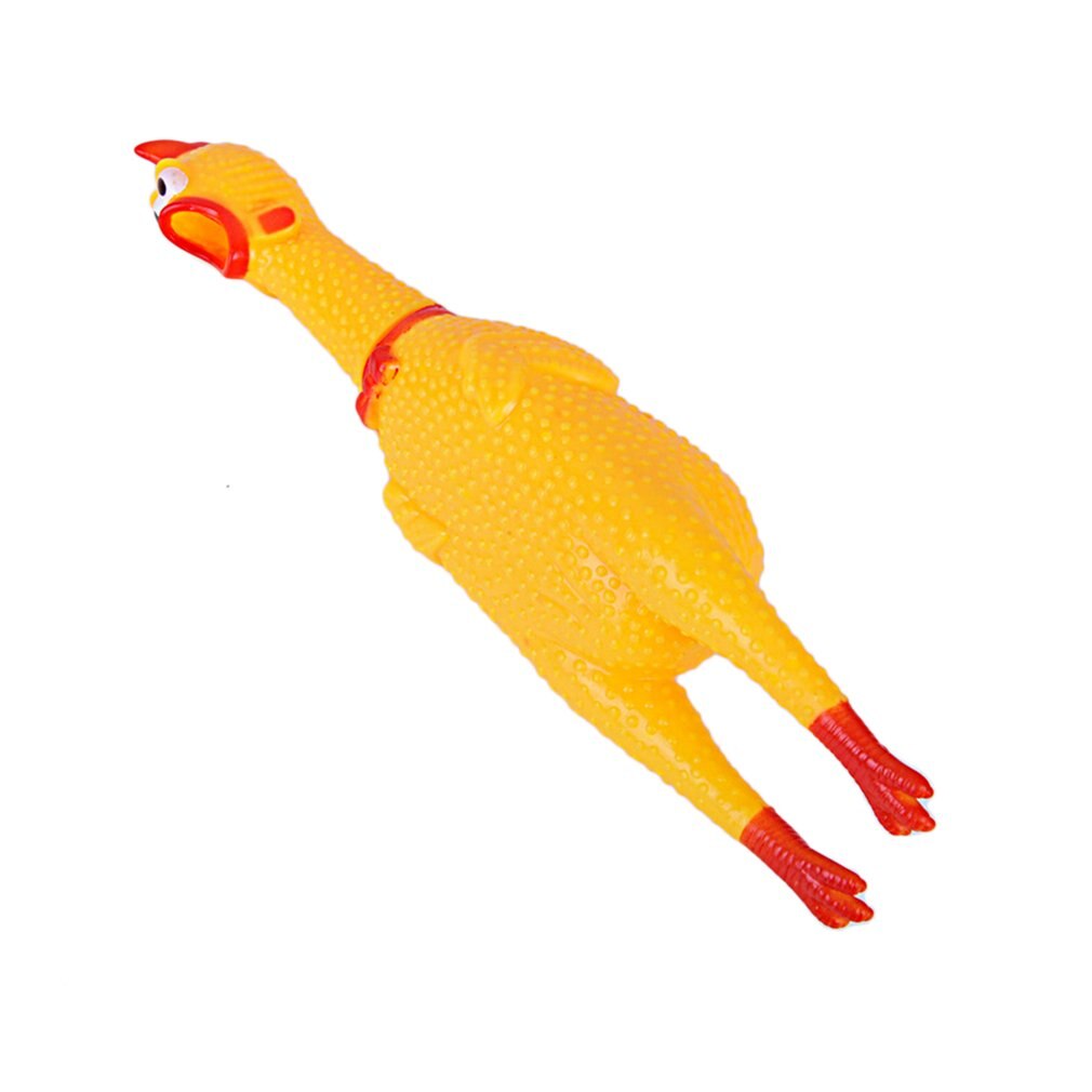 Jouet drôle pour animaux de compagnie Squawking coq hurlant poulet en caoutchouc rétrécissant coq jaune attrayant chien chat chiot jouet sonore