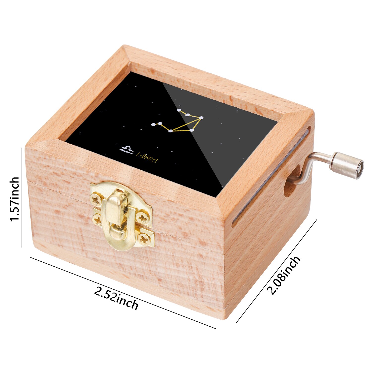1PC Antique Music Box Wooden Hand Crank Classical Musical Boxes Children's Birthday Mother's Thanksgiving Day Memorial: Libra NO Mirror