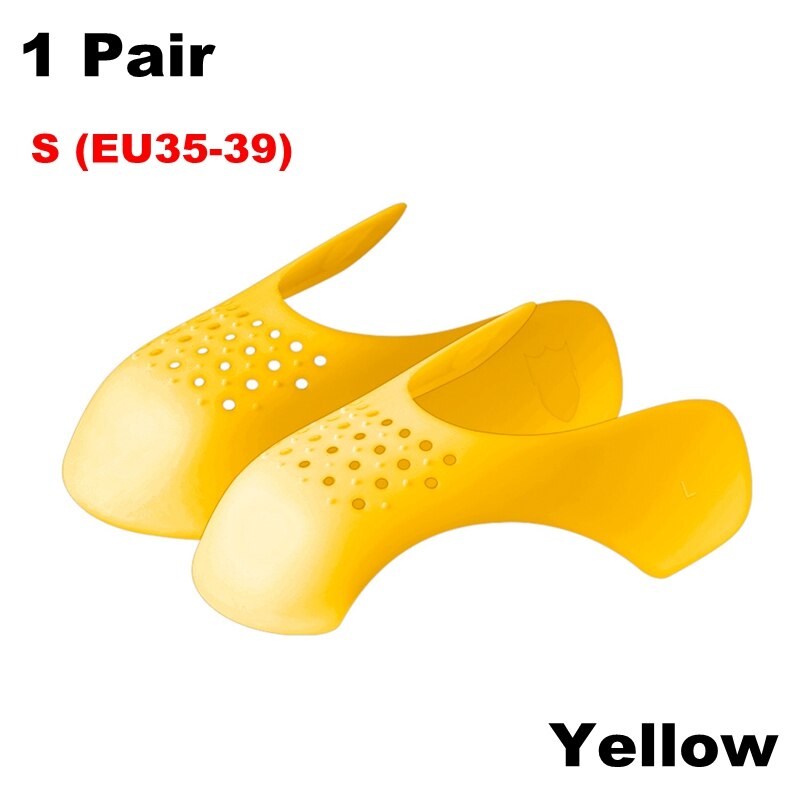 Protector de pliegues para zapatos, antiarrugas, soporte para la punta del pie, Protector ligero para mantener las zapatillas, 2 piezas: Yellow-S (EU35-39)