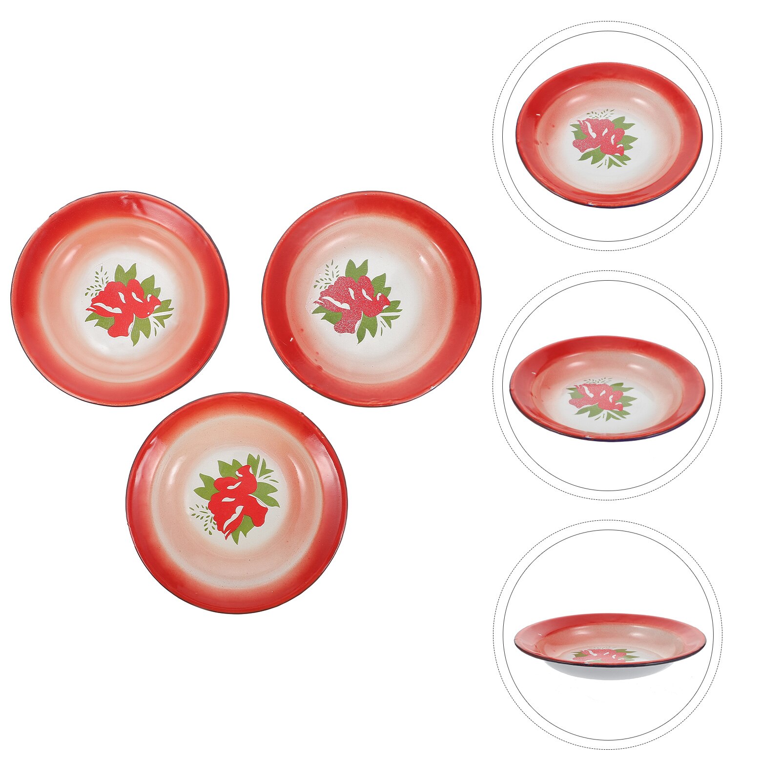 3 pcs Multipurpose Practical Food Trays Chinese Style Serving Plates for Restaurant