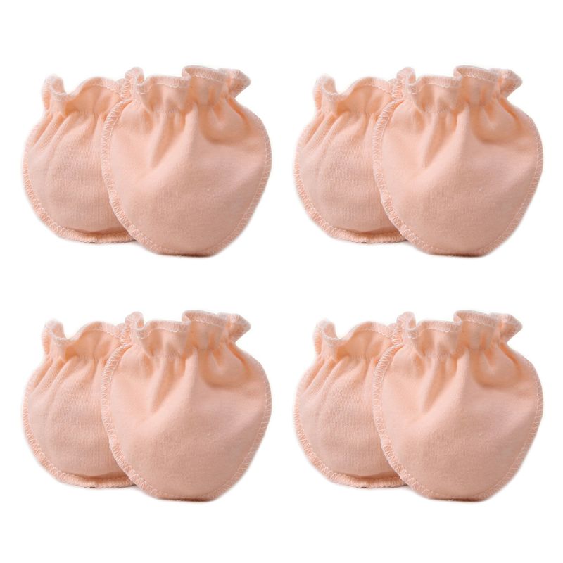 4 Pairs Del Bambino Appena Nato Anti Scratch Guanti di Colore Solido Infantile Protezione Anti-afferrare Guanti di Cotone morbido e confortevole: Arancione