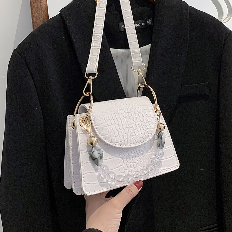 SWDF Crocodile pattern Small Tote bag Summer PU Leather Women's Handbag Gradient Shoulder Messenger Bag