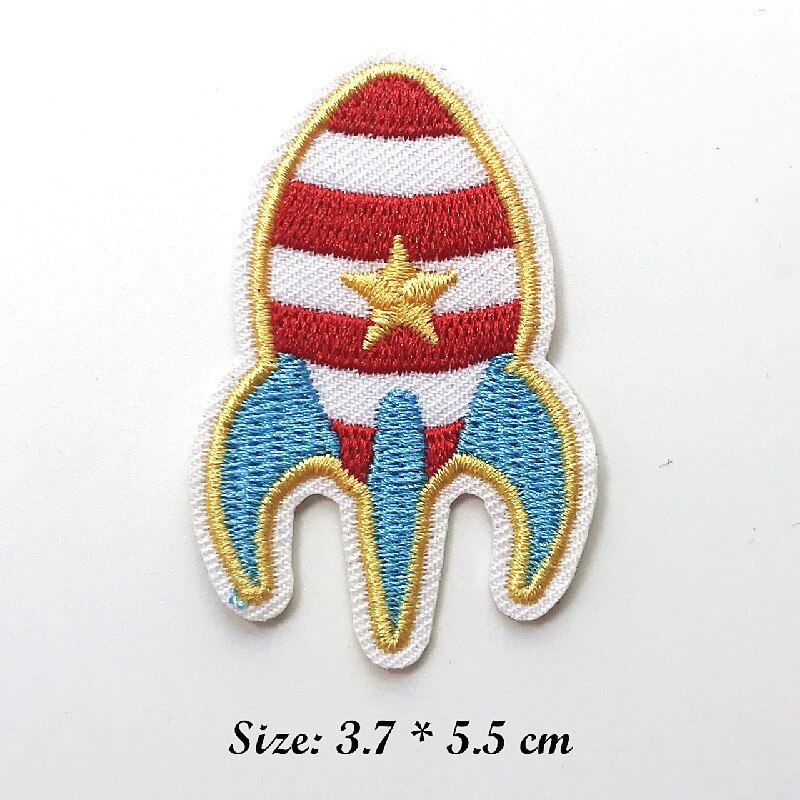 Rocket Flying saucer Space ship Patches Embroidered for Clothing DIY Stripes Applique Clothes Stickers Sewing Iron On Clothes: 6