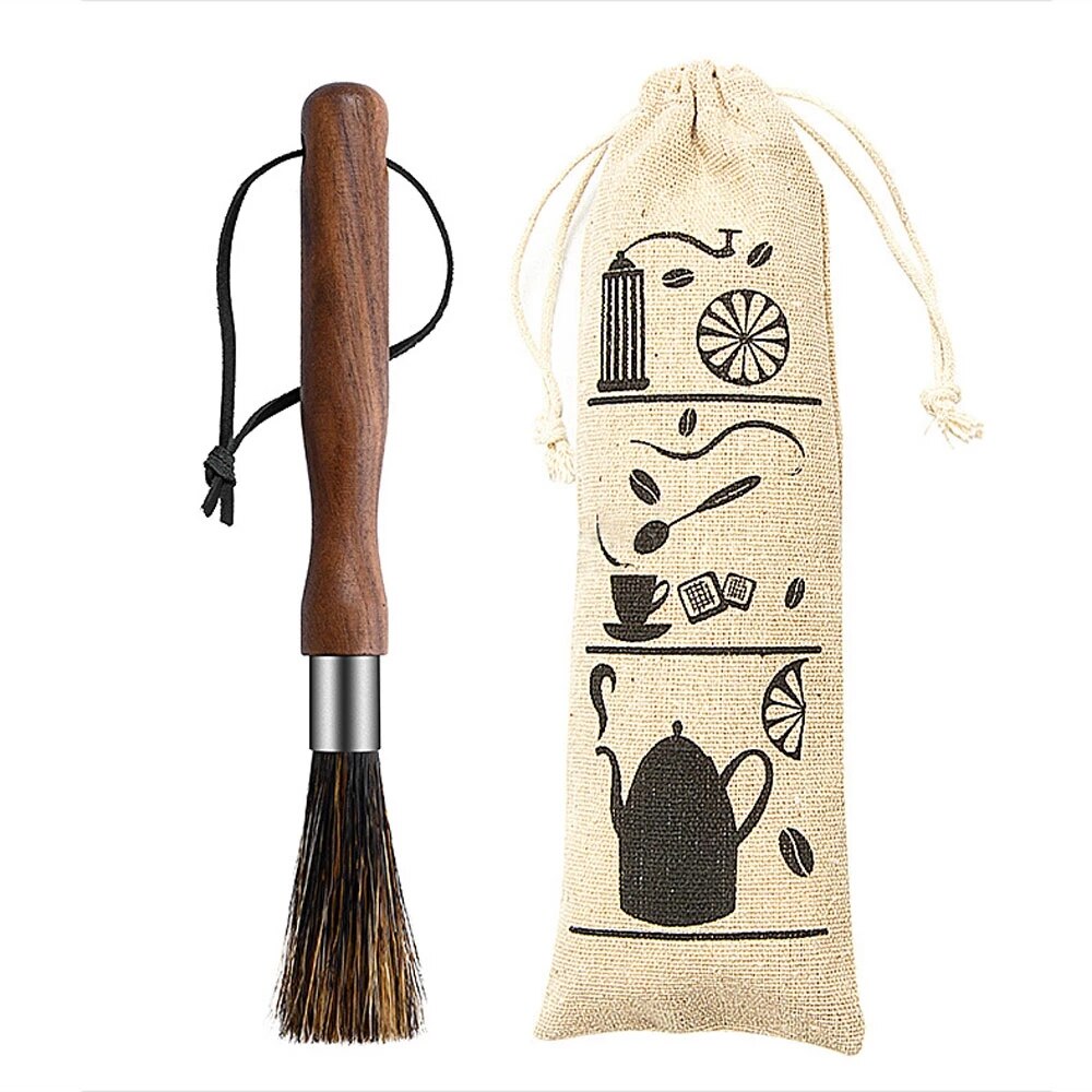 Walnut Coffee Grinder Clean Brush With Natural Bristles Lanyard Coffee Machine Brush Cleaner Tool Barista Home Kitchen Supplies: Type B