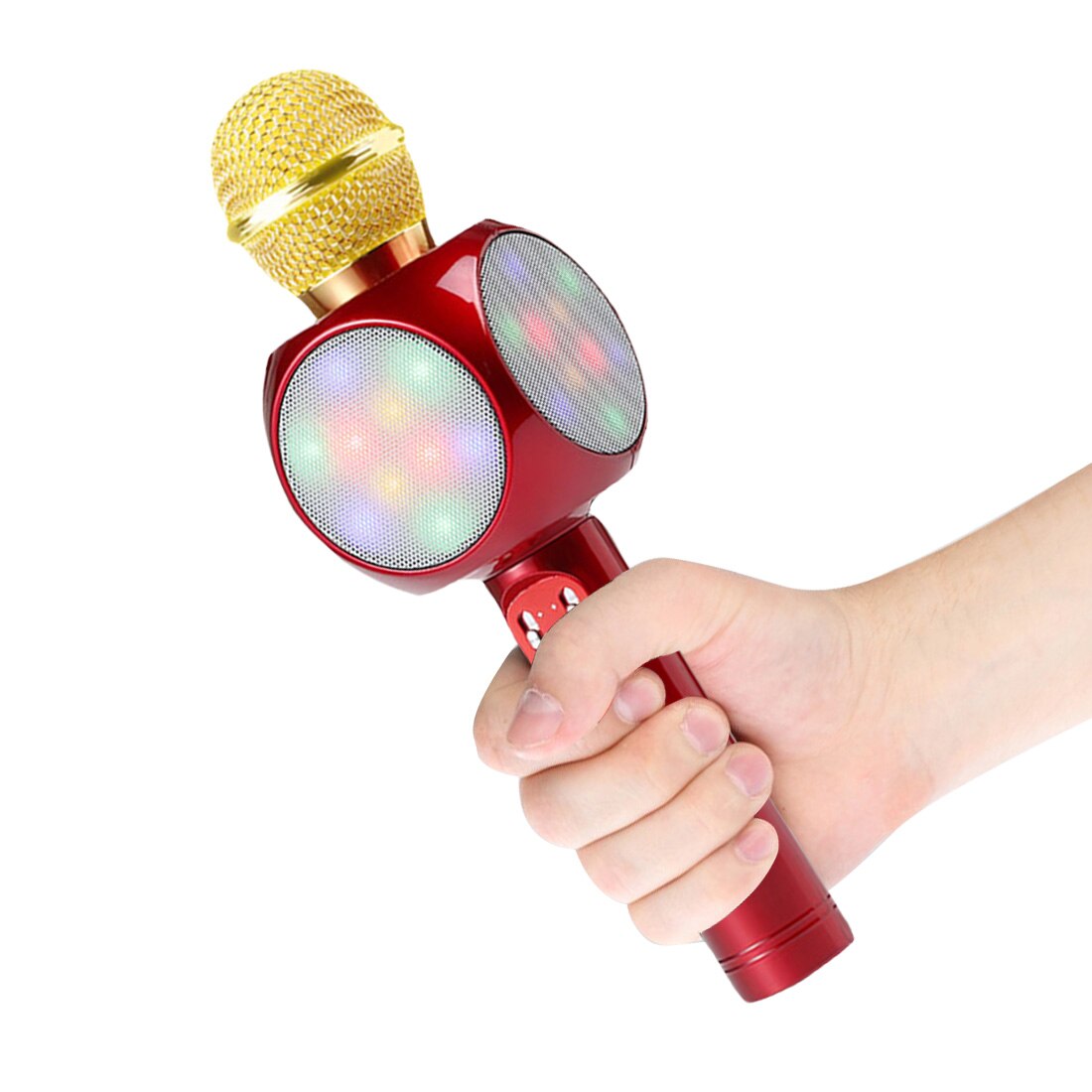 Bluetooth Wireless Microphone with LED light Karaoke Microphone Handheld FM Mic Broadcast Mic For Music Singing Speaker Player